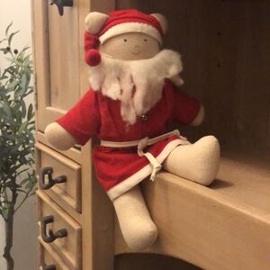 Stuffed Teddy Bear Santa Claus Plush Vintage Bells Sits 12” Tall Collection